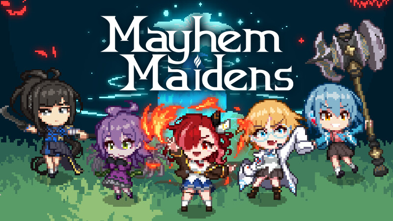 Mayhem-Maidens6 戦略×可愛いドット絵！新感覚ローグライトタワーディフェンス - 『Mayhem Maidens』ライトノベル『我が焔炎にひれ伏せ世界』がローグライトタワーディフェンス化！　5人同時操作で戦略的プレイを楽しもう！