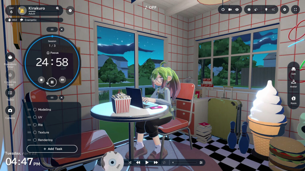 gogh-Focus-with-Your-Avatar5-1024x576 あなたのデスクワークをもっと楽しく! - 『gogh: Focus with Your Avatar』作業用ゲームの進化: アバターメイカーと集中ツールの融合